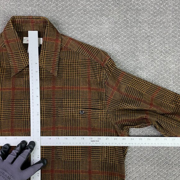Ermenegildo Zegna Houndstooth Corduroy Shirt Men's Medium Brown Cotton Italy - Picture 6 of 11